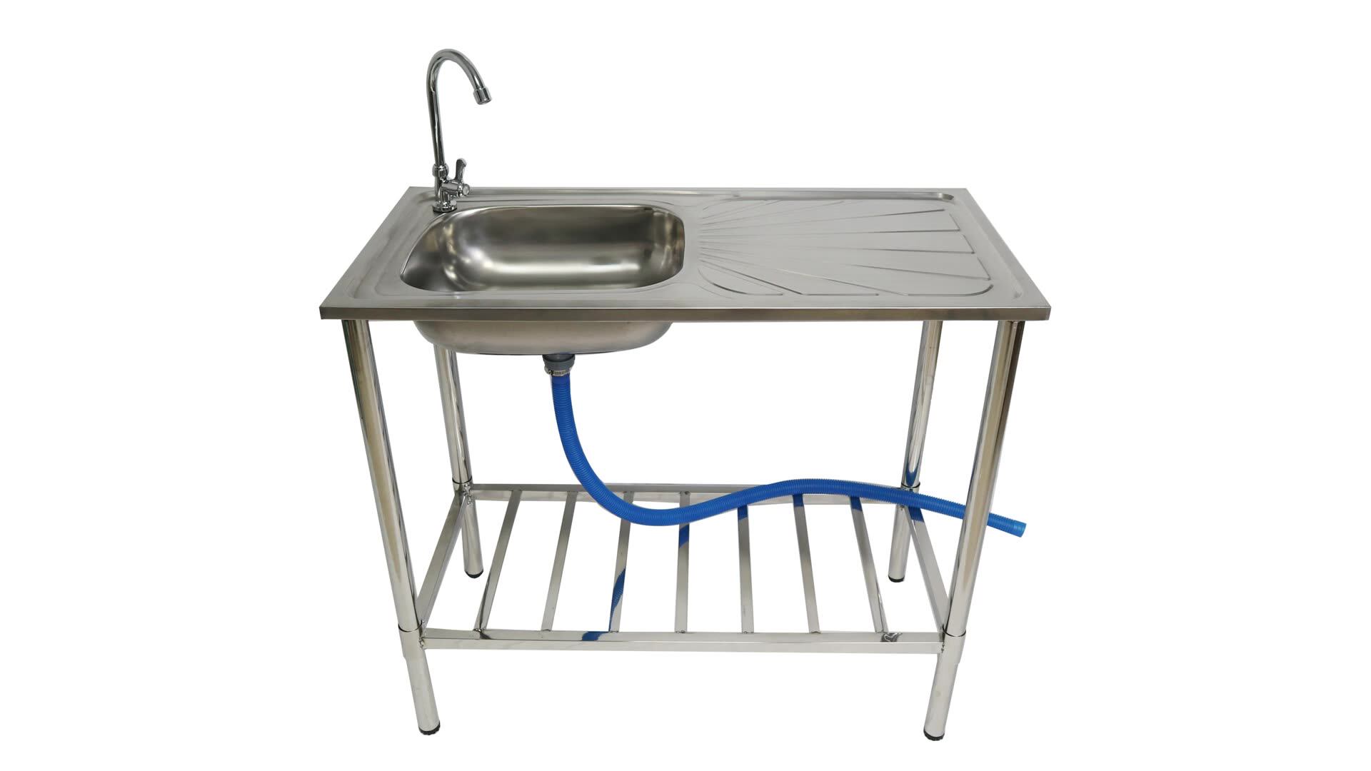 Olevsn Kitchen Sink Movable Washing Sink Kitchen Table Stainless Steel