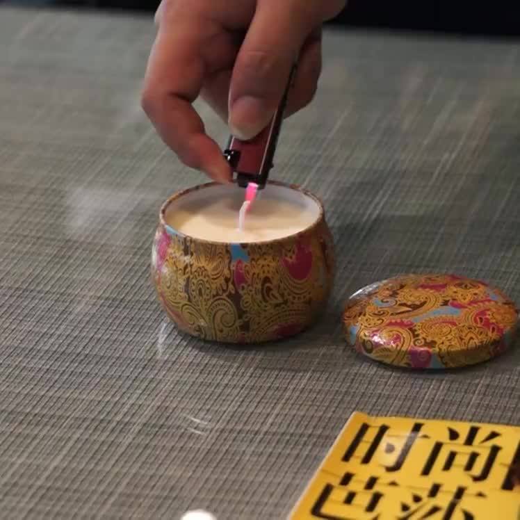 Custom Gift Set Of 4 Aroma Personalised Round Metal Lid Can Travel Tin