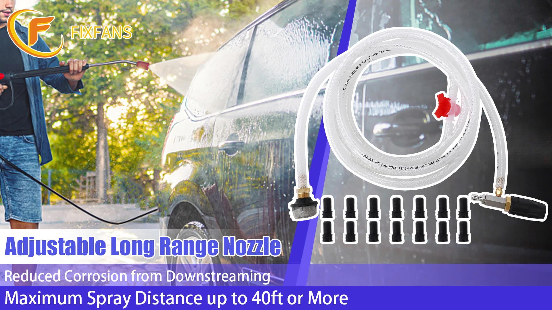 Pressure Washer Long Range Nozzle External Chemical Injection Power