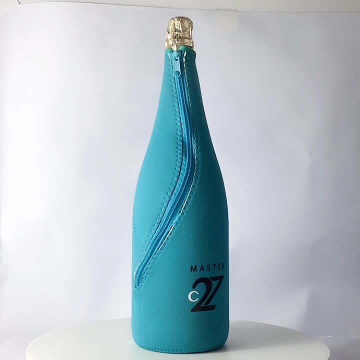 Custom Logo Pink Waterproof Neoprene Champagne Wine Bottle Cooler Bag