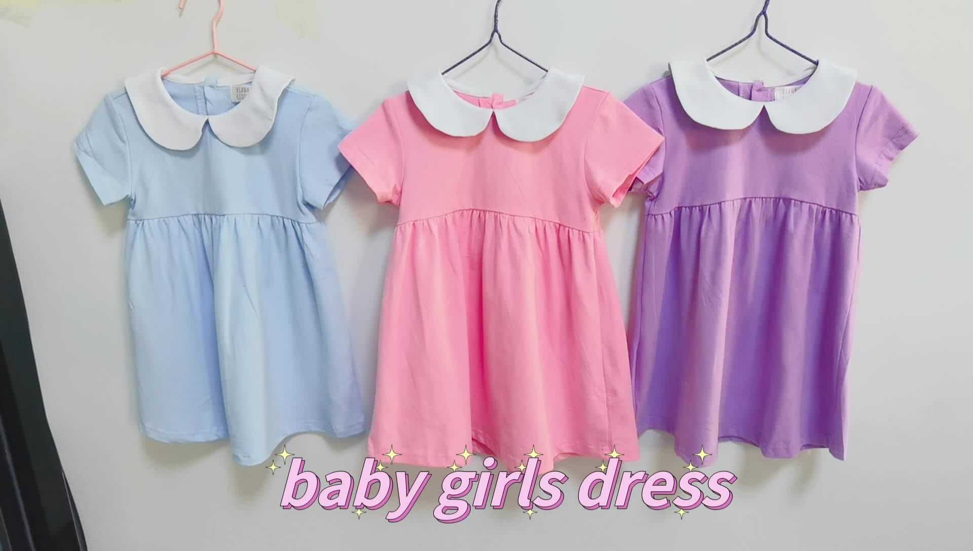 Boutique Baby Clothes Pink Peter Pan Collar Dress Girls Dress Cotton