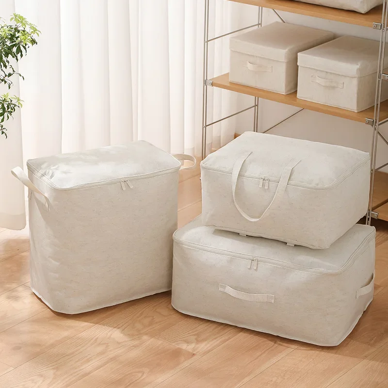 Anqin Tianshan Cotton and Linen Storage Bag Fabric Washable Quilt Moisture-Proof Household Finishing Large-Capacity Quilt Storage Bag