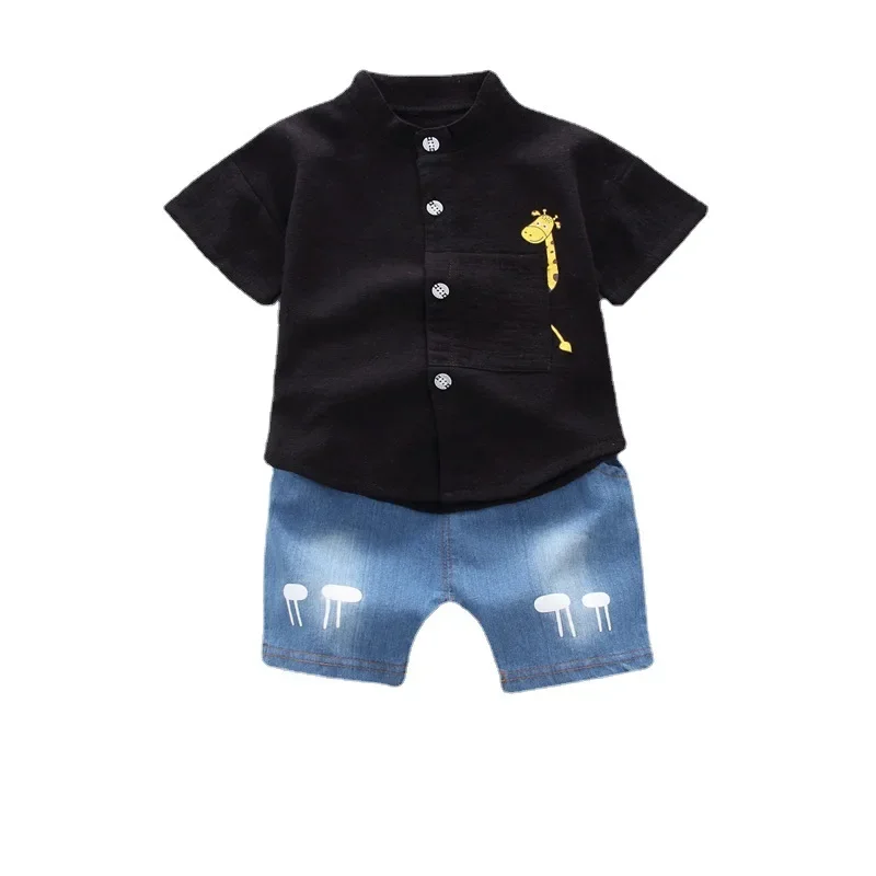 Summer cartoon shirt, denim skirt, set, Korean style