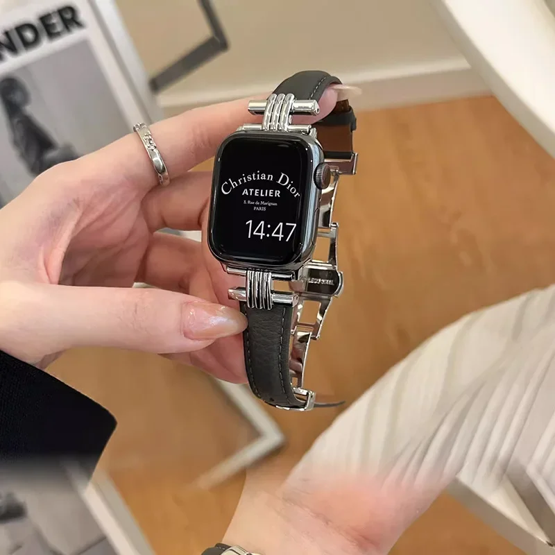 Применение Apple с AppleWatch9/8/7 кожаная маленькая талия девочке iWatch4/5/6SE3ULTRA