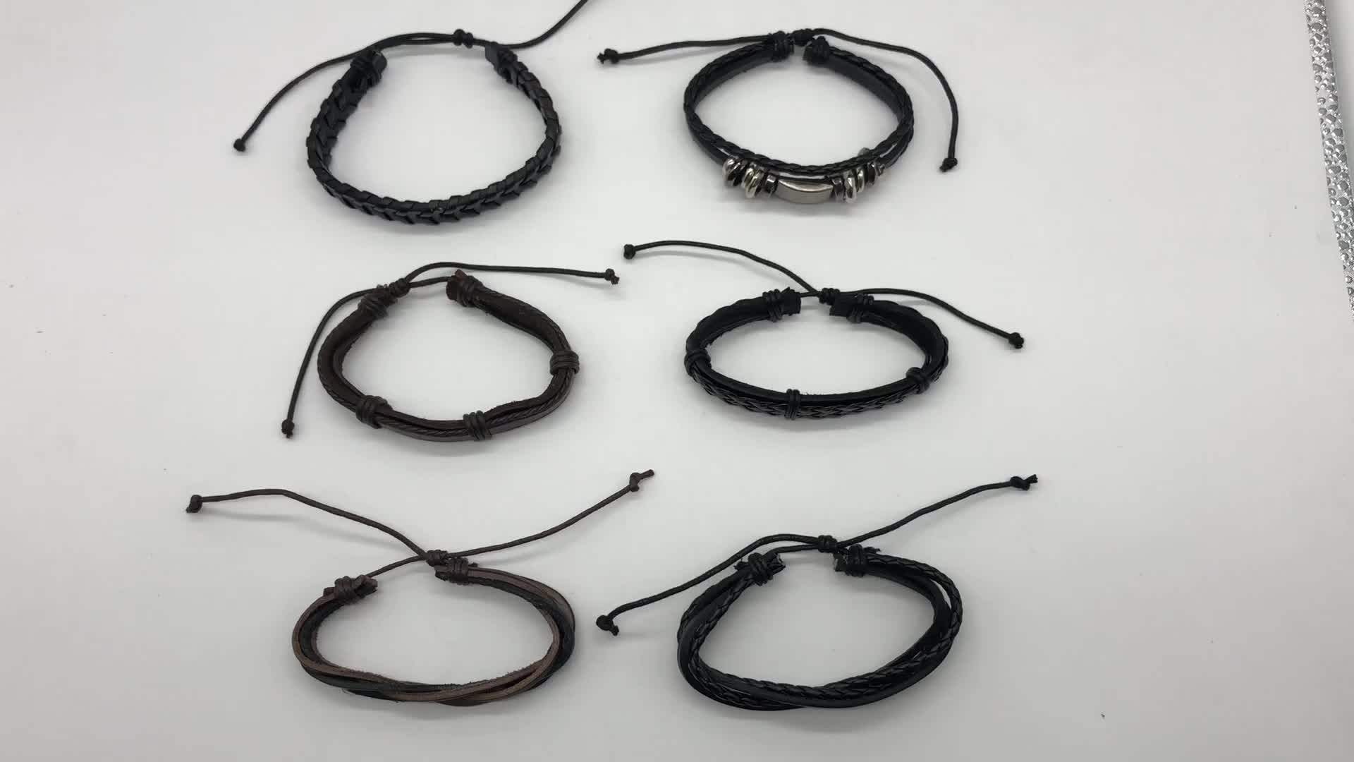 Wholesale Fashion Popular Brown Wax Ropes Faux Leather Handmade Braid