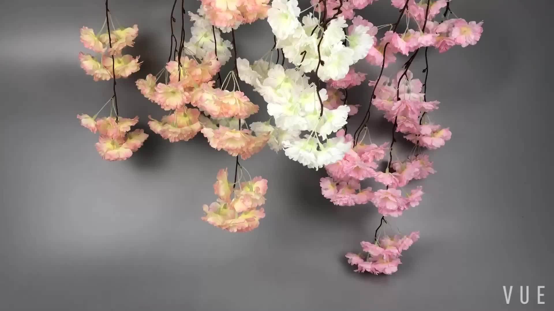 Romantic Silk Artificial Hanging Cherry Blossom Branches Wholesale