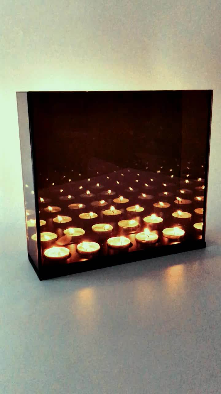 Euro Bronze Mirror Reflective Mirror Glass Candle Holder With Bases