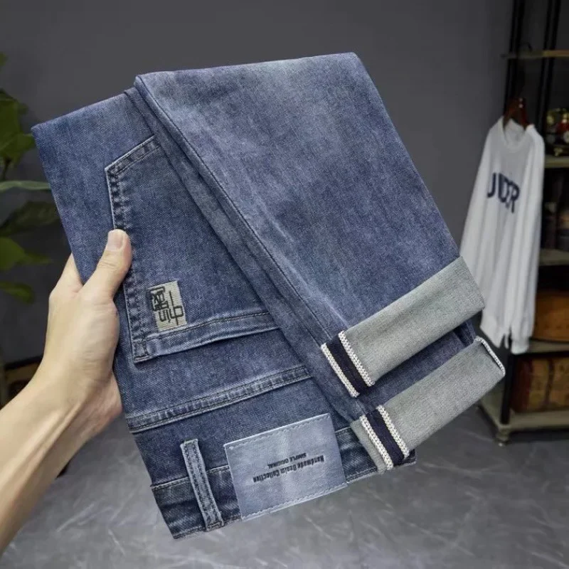 High-end Light Luxury Jeans Men's Spring and Summer Trendy Brand Korean Style 2022 New Blue Leg Pants Men's Pants