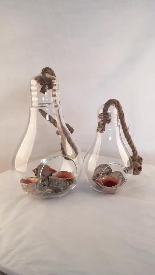 Hanging Glass Light Bulb Vase With Rope Buy Clear Glass Hanging Vases