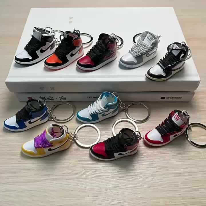 Wholesale Pvc Basketball Aj Key Ring Set With Box And Bag Mini Sneaker