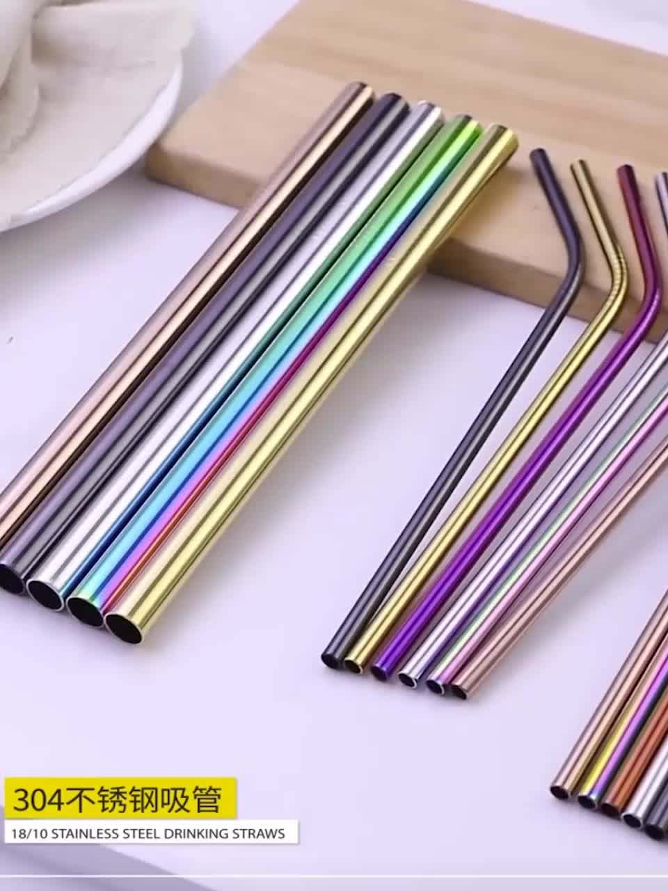 Factory Wholesale Bar Accessories Reusable Stainless Steel Straws Food Grade 304 Metal Stainless