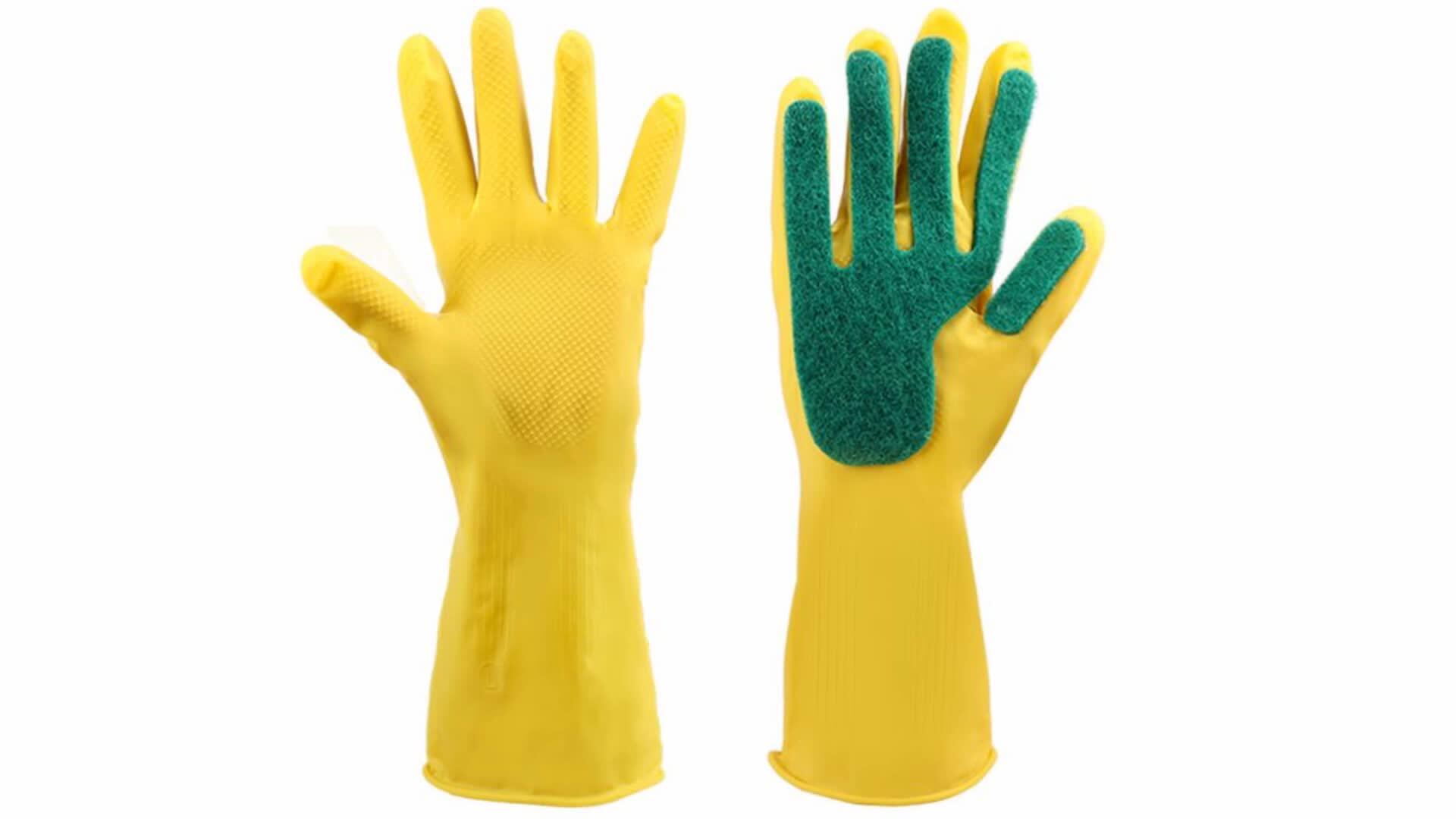 Kitchen Cleaning Gloves Sponge Fingers Latexmade Household Reusable