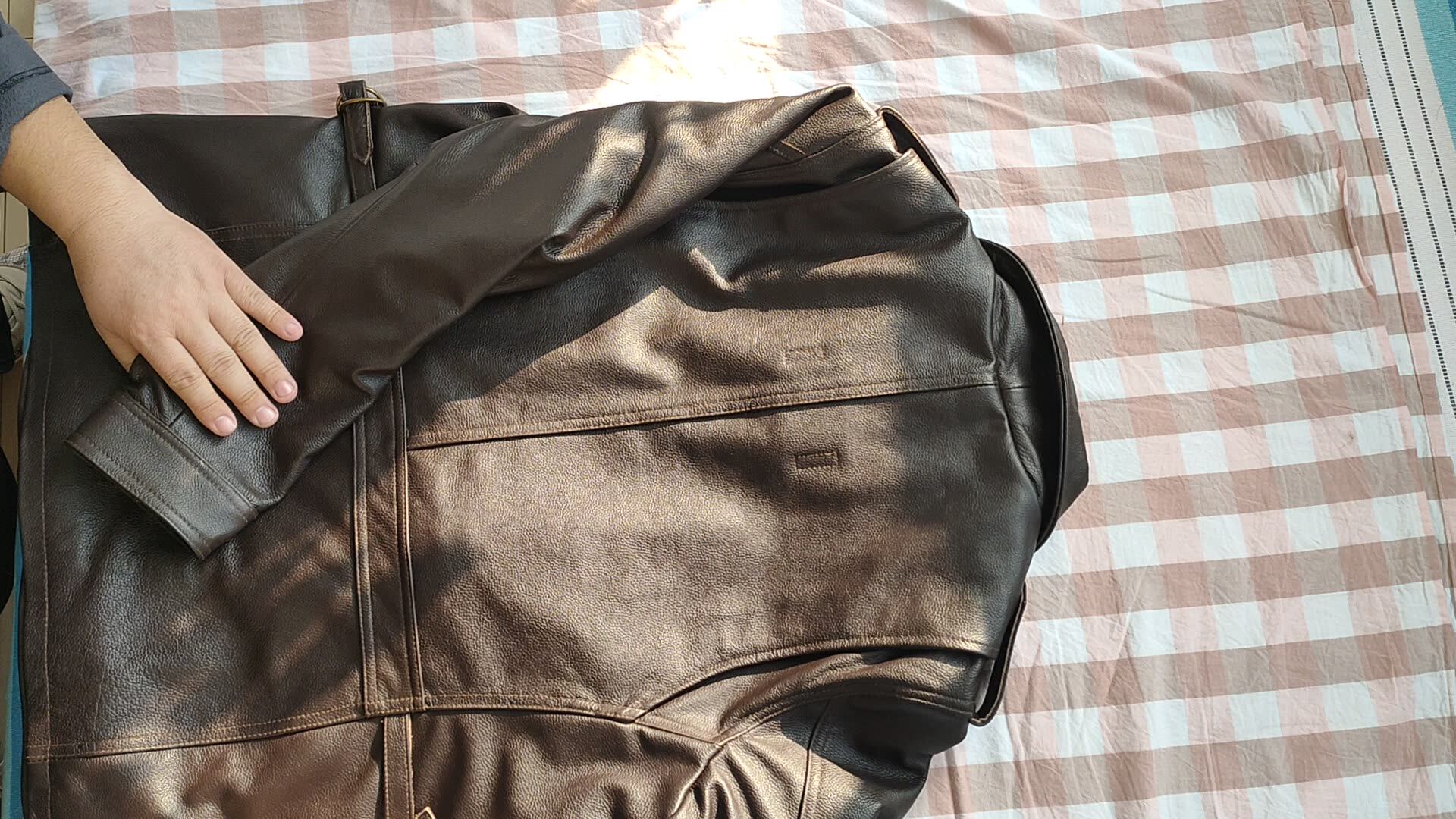 Hunting Leather Jacket Top Cowhide Medium Long Coat M65 Military