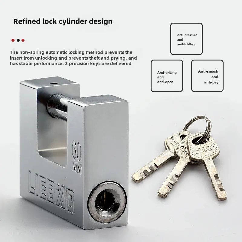 Anti-theft anti-skid rectangular horizontal padlock beam anti-shear door cabinet door lock household giant lock door beam padlock