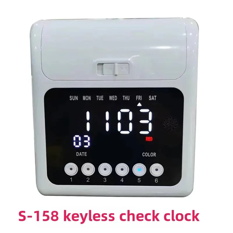 П punch‑card time clock, power‑failure backup, multi‑country, keyless, Aibao card support