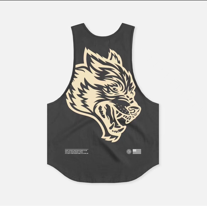 Wolf Head Fitness Sports Sweat-Absorbing Loose Sleeveless Ventilated Sweat-Wicking Vest (European and American Sizes)