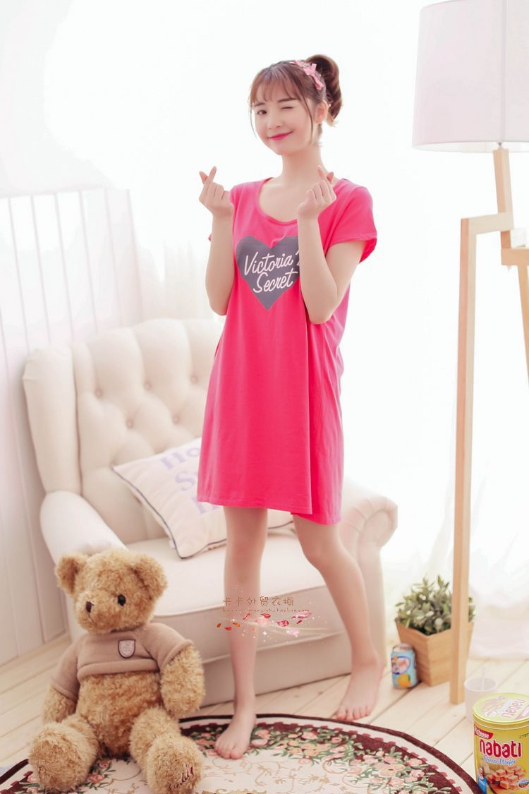 Đồ ngủ nữ mùa xuân và mùa hè ngọt ngào dễ thương ngắn tay nightdress vòng cổ bông dịch vụ nhà kích thước lớn thai sản dress cộng với chất béo váy