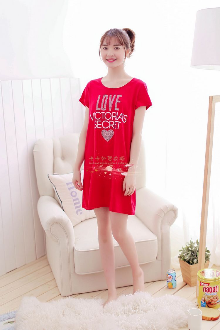 Đồ ngủ nữ mùa xuân và mùa hè ngọt ngào dễ thương ngắn tay nightdress vòng cổ bông dịch vụ nhà kích thước lớn thai sản dress cộng với chất béo váy