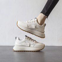 Nicole Veve Genuine Leather White Old Daddy Shoes Women Chains Port Wind Sneakers 2022 New Womens Shoes Spring thick