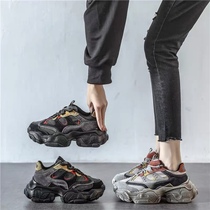 Nicole veve retro old daddy shoes womens thick bottom pine pastry genuine leather 100 lap net red dirty sneakers and sneakers