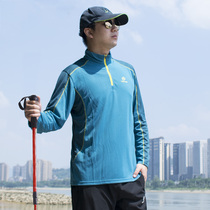 Exploratory elastic quick-drying T-shirt male collar spring Lady quick-drying long-sleeved outdoor sports perspiration breathable fitness clothes