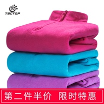 Outdoor fleece womens winter fleece jacket double-sided velvet thickened pullover sweater Sports Plus velvet warm coat men