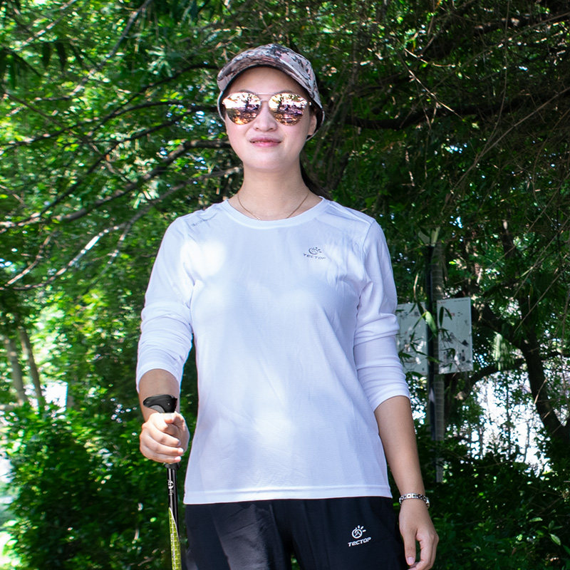 Speed Jersey Woman Long Sleeve Outdoor Sport T-Shirt Male Summer Thin four-sided elastic breathable white Fast dry dressing Explo