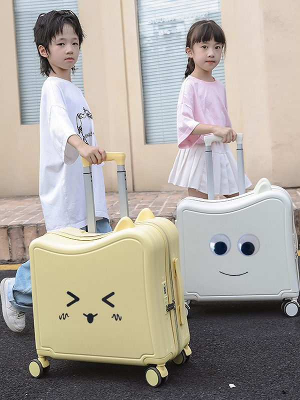 Cartoon Cute Children's Suitcase, Can Be Used as a Seat, Multifunctional Lightweight Trolley Case, Can Slide, Two-In-One