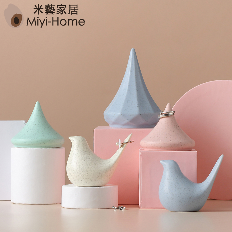 Ceramic ring storage seat Jewelry storage seat Bathroom countertop display stand Decoration craft decoration three grains of rice