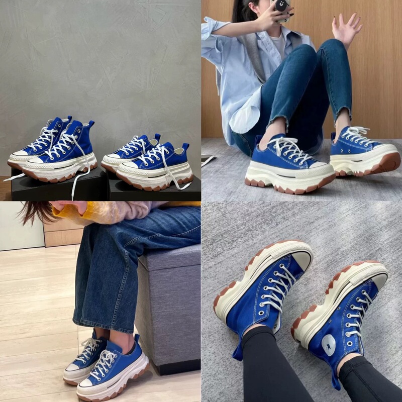 【Little Horse Crossing the River】100Th Blue Sandwich Thick-Soled Unisex Japanese Version Xian Custom Height-Increasing Canvas Sneakers