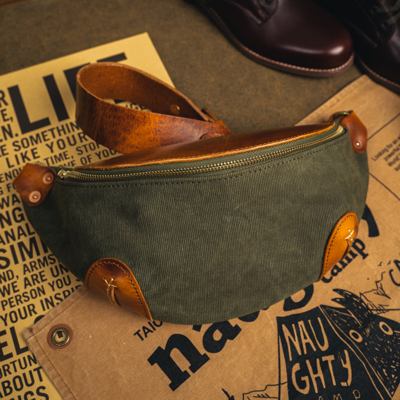 DUOBAI Retro Thickening Canvas Head Layer Bull Leather Chest Bag of European and American Leisure Purse Strings texture Single shoulder satchel