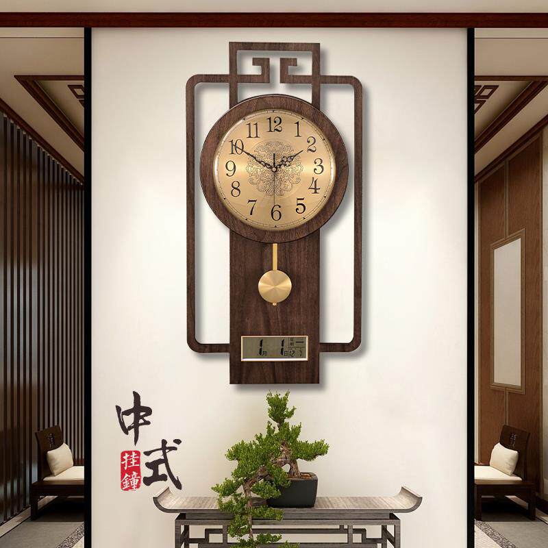 New Chinese lunar calendar watches and clocks Living room Home Fashion Atmosphere Creativity Art Muted Clock Decoration Clock Hanging Wall