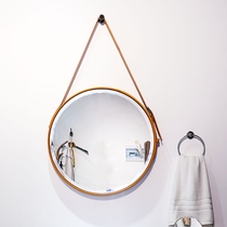 Modern simple and luxury hotel bathroom round high-end belt hanging mirror bathroom art gallbladder decoration mirror