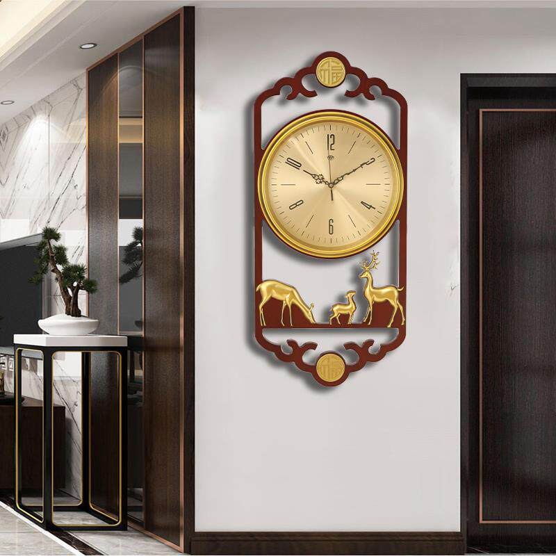 Chinese style hanging clock Living room Home Fashion Atmosphere China Wind and watch mute light extravagant clock hanging wall art quartz clock