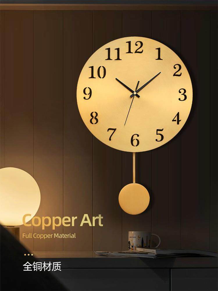 Postmodern light extravagant full copper quartz bell table hanging bell living room creative watch and watch retro American decoration hanging table muted