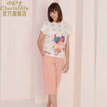 Little Nurse Loungewear Set Summer Cotton Cartoon Anime Cute Short-Sleeved Cropped Pants Can Wear Housewear