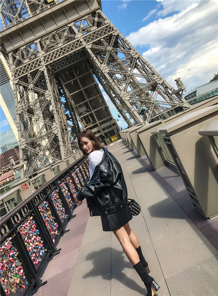 Áo khoác da nữ 2018 phiên bản Hàn Quốc mới của pu lỏng da ngắn sinh viên bf đại học gió chic da nữ cổng gió áo da lót lông