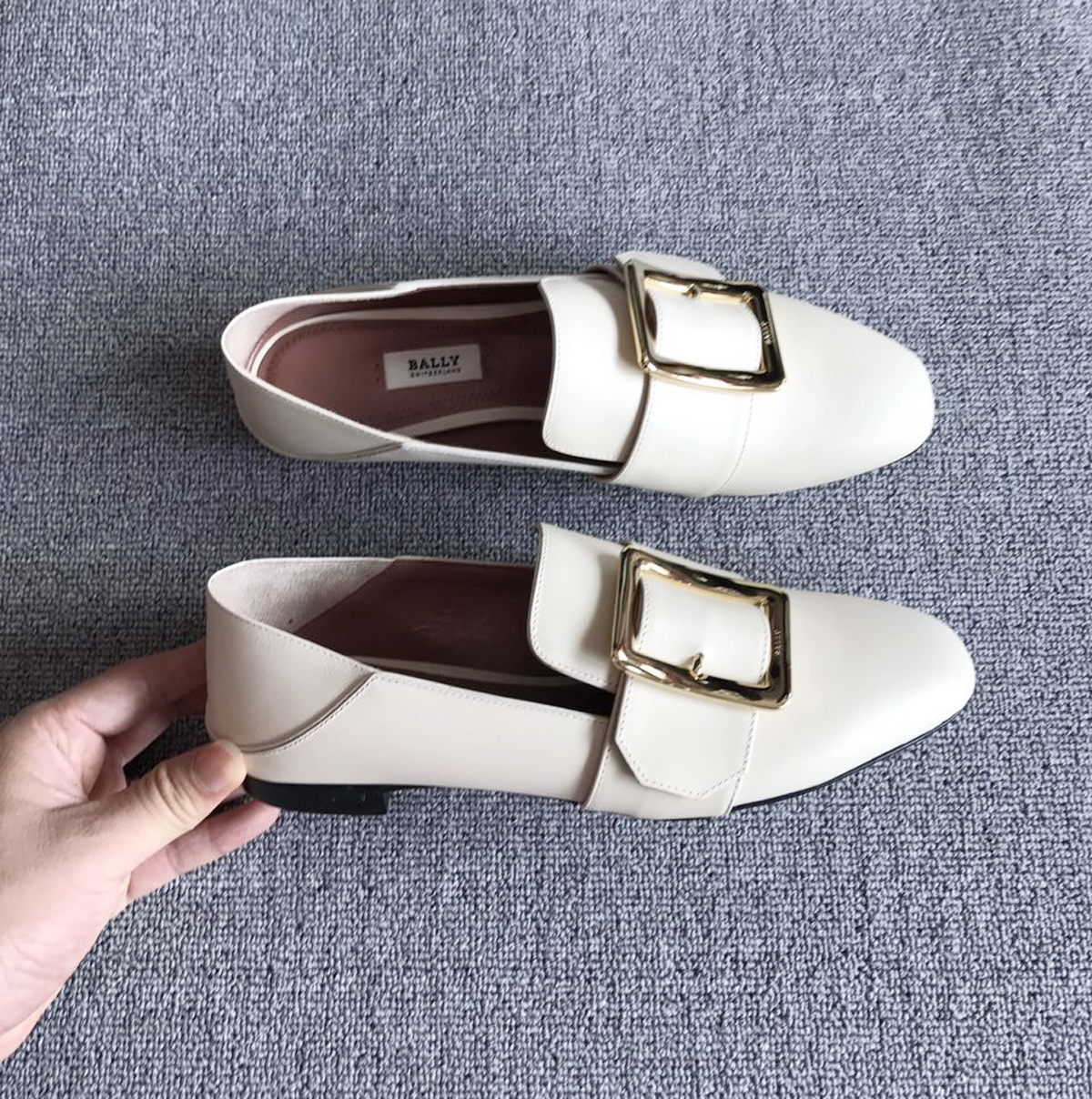 bally white loafers