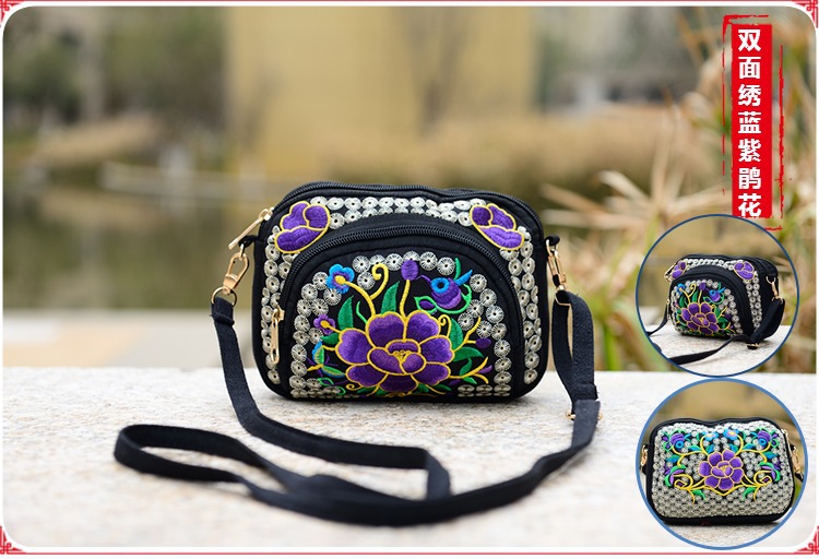 2018 mới Vân Nam gói thêu túi thêu vải túi hoang dã mini lady nhỏ Messenger túi điện thoại di động túi đựng điện thoại đeo thắt lưng nam