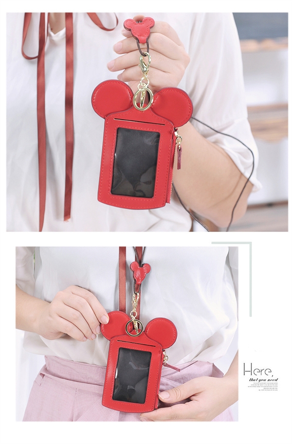 Mới treo cổ mini bộ thẻ phụ nữ giấy phép làm việc bộ sinh viên nữ gói chính bộ xe buýt gói thẻ hai trong một - Chủ thẻ ví cầm tay nữ
