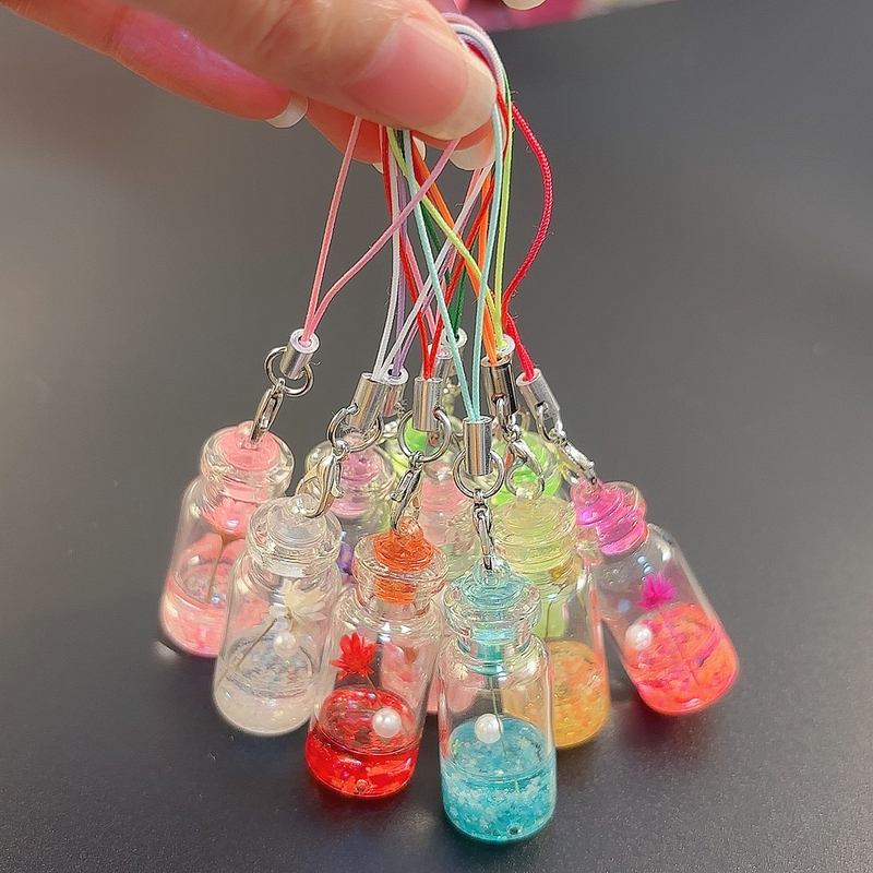 Transparent Glass Bottle Mini Simulated Small Conch Luminous Drift Bottle Keychain Pendant DIY Jewelry Accessories Luminous