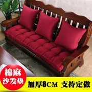 Đệm gỗ dài cổ điển đệm sofa gỗ đệm sofa gỗ rắn kết hợp nhà bộ đệm vải lanh mùa đông