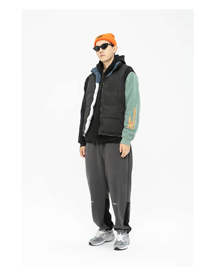 REOCHA hot 2018AW DuPont cotton hai mặt mặc màu sắc phù hợp với vest nam áo vest lỏng - Dệt kim Vest áo vest đen