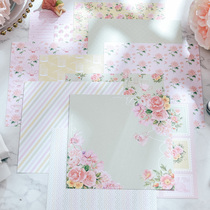 Judy handmade single-sided pure original hand account background material paper 160G 12 sets of pink flowers A - 4