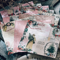 Judy handmade single-sided pure original hand account background material paper 160G 12 sets 21035-pink Christmas