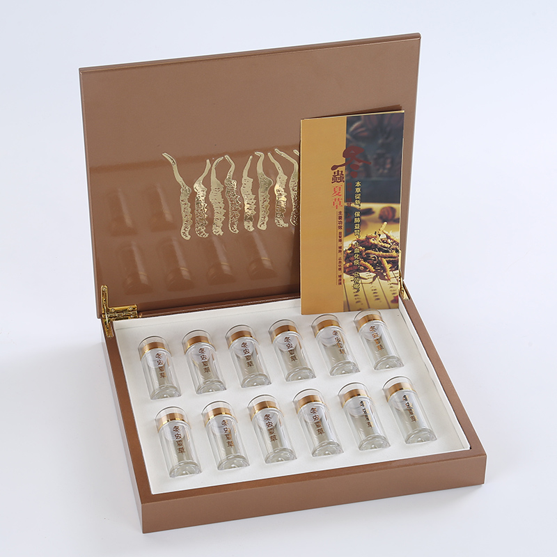 Wooden Cordyceps sinensis box high-grade Nagqu Cordyceps gift box 12 bottles of empty wooden box gift box custom-made