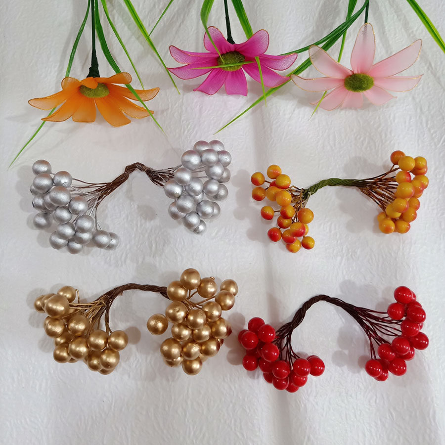 Peony Fruits Large Red Fruits Gold Fruits Silver Fruits East Fence Flowers Materials Silk Stockings Handmade DIY Peony Flowers Core Red Yellow Fruits