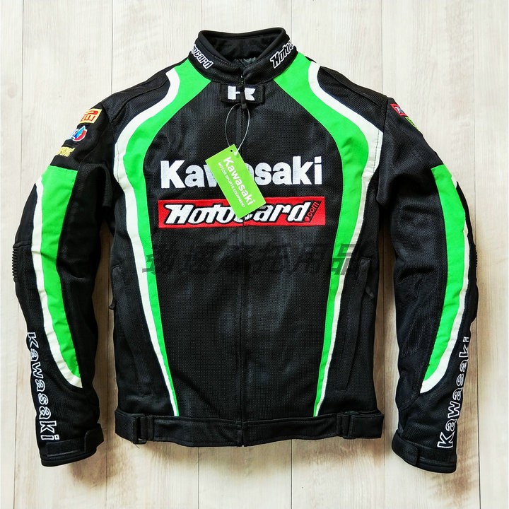 New motorcycle riding suit men's motorcycle brigade protective clothing anti-fall clothing racing motorcycle suit knight jacket Kawasaki green