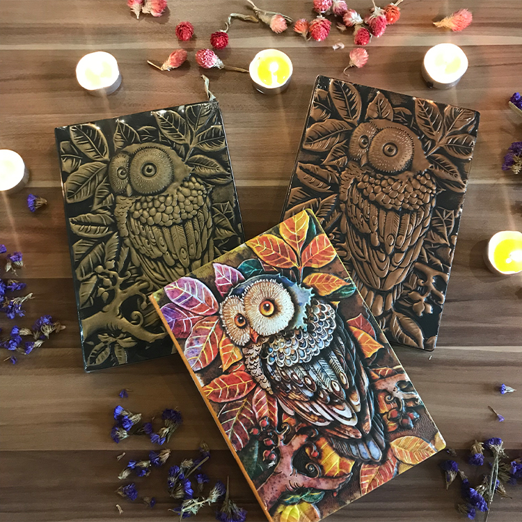 Relief notebook Notebook Account retro stereo cover leather notebook