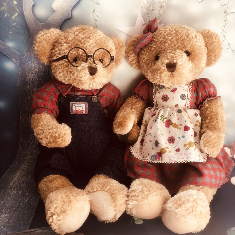 Teddy bear dolls A pair of pressure bed dolls dolls large birthday bear ragdoll Engagement wedding birthday gifts for girlfriends